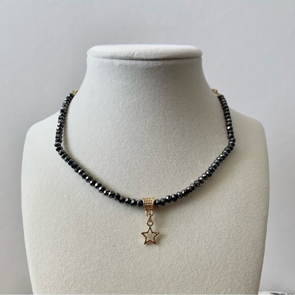 Ettika x Revolve Dark Beaded & Gold Star Charm Short Necklace - Picture 3 of 6